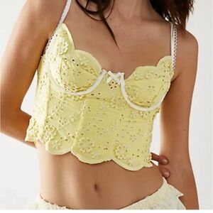 Yellow Eyelet Corset Top Natalia